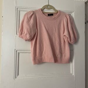 Aqua 100% Cashmere Chic Pink Puff Short Sleeve Sweater Size L